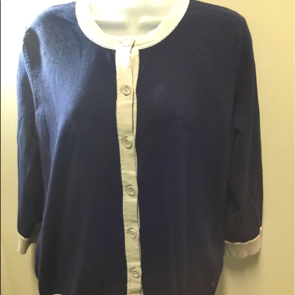 Navy and cream cardigan